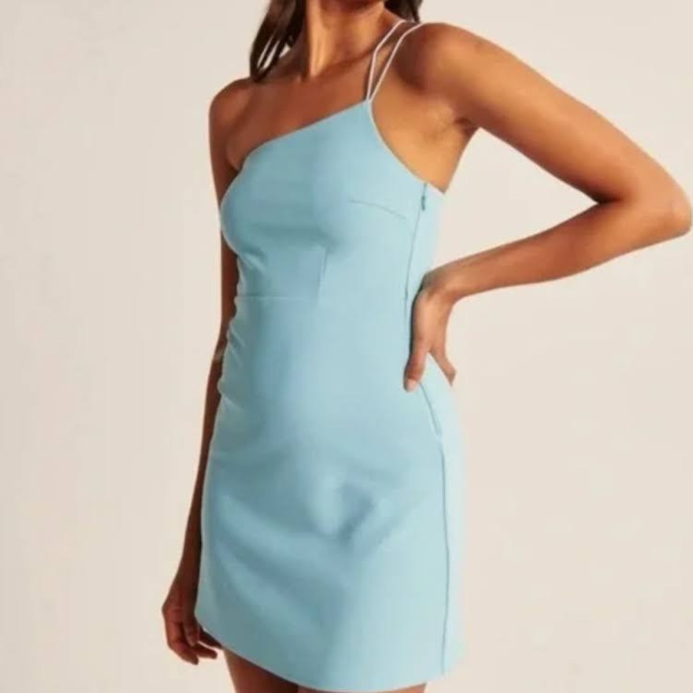 Abercrombie & Fitch Women Strappy One Shoulder Mini Dress Skort M Light Blue